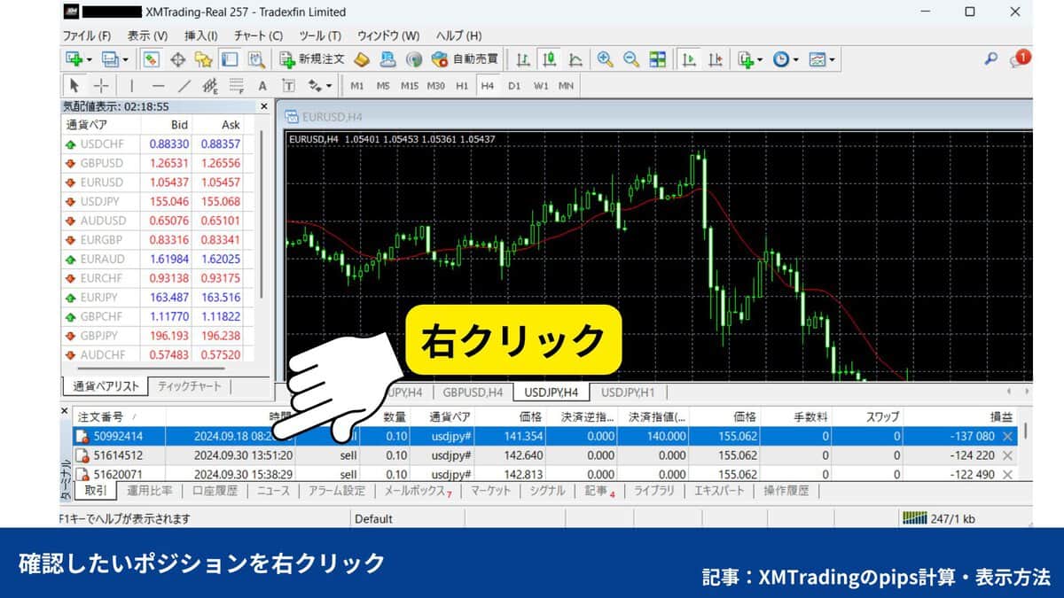 XMTradingのpips表示方法【MT4／MT5でリアルタイム確認】