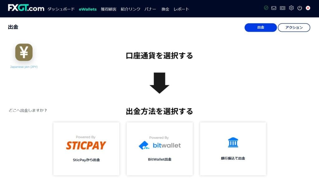 FXGTアフィリエイト報酬の出金方法